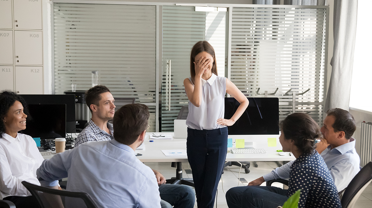 Coworkers in a group class feeling anxious to learn a language together
