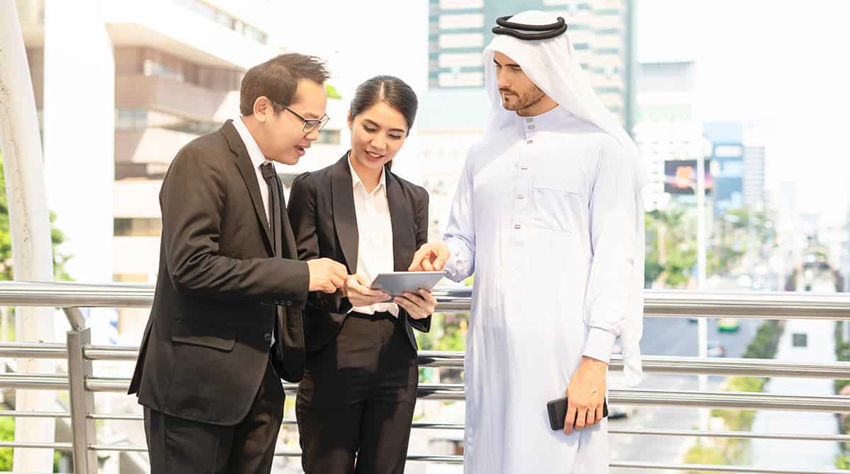 business handshake international meeting